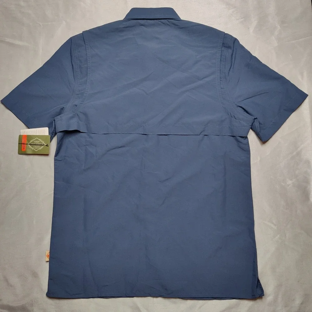 St Johns‎ Bay Outdoor Men Small Indigo Short Sleeve Vented Fishing Shirt NEW